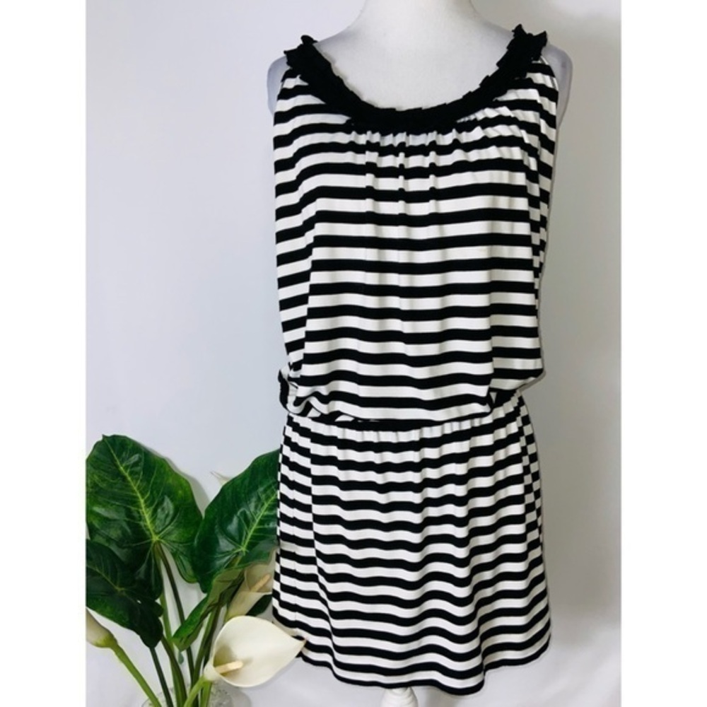 Max Studio Black & White Striped Sleeveless Dress Small